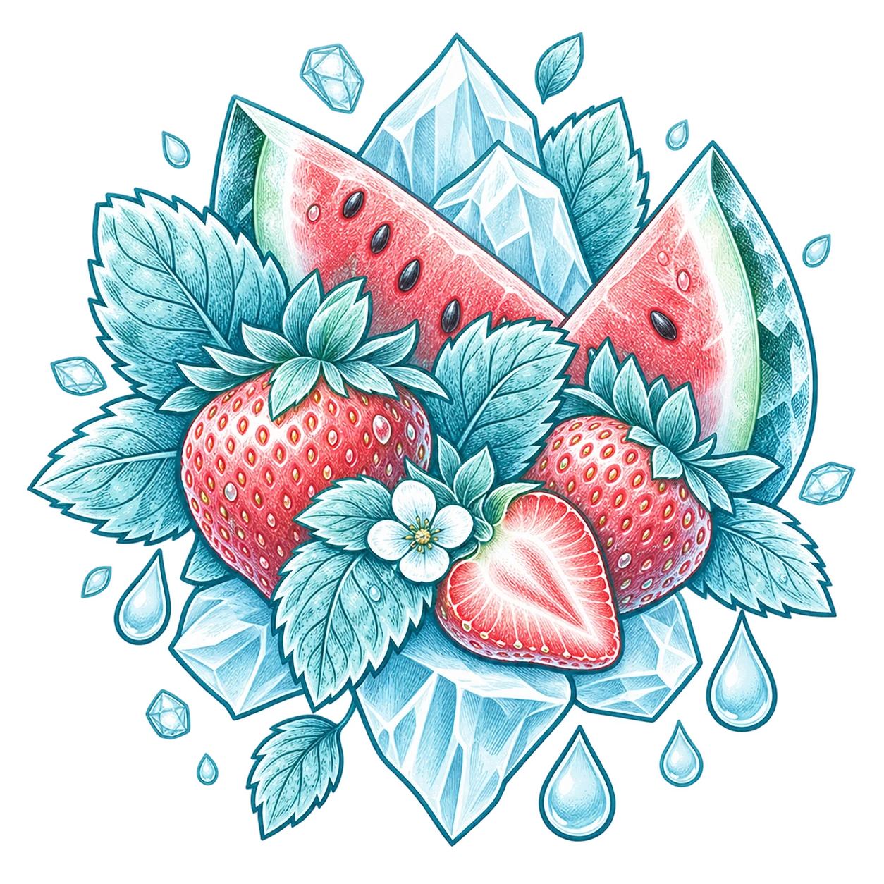 Flavour illustration for FUMOT 12K Strawberry Watermelon