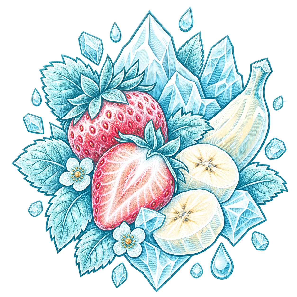 Flavour illustration for FUMOT 12K Strawberry Banana