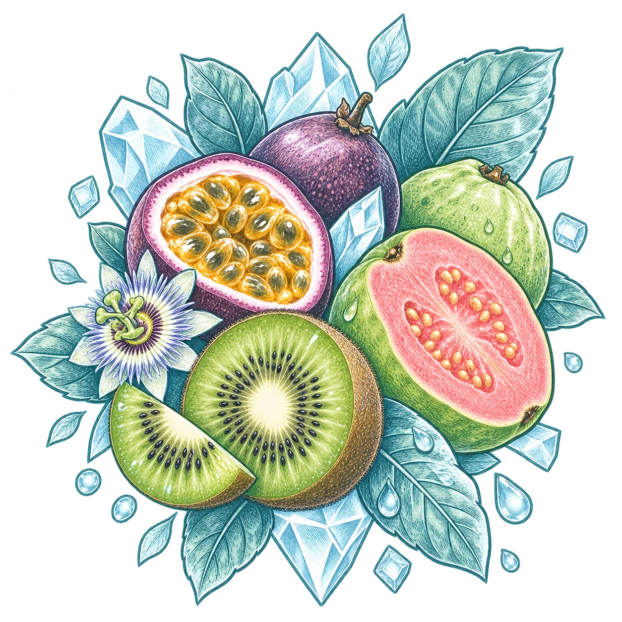 Flavour illustration for FUMOT 12K Kiwi Passion Fruit Guava