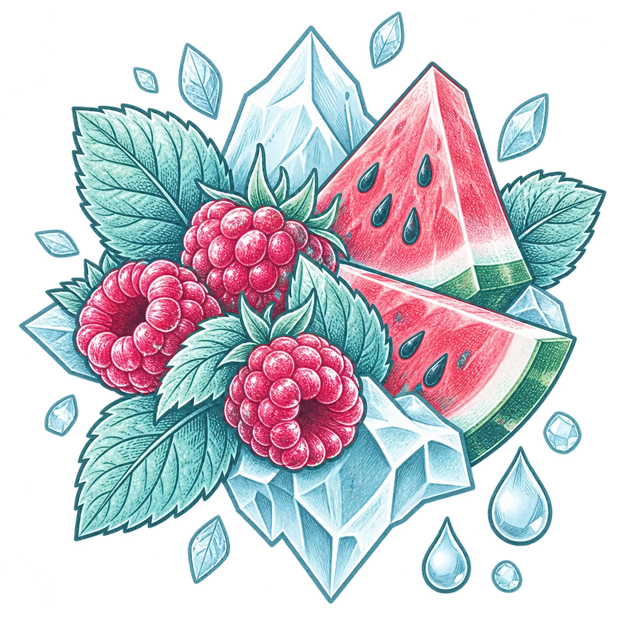 Flavour illustration for FUMOT 12K Raspberry Watermelon