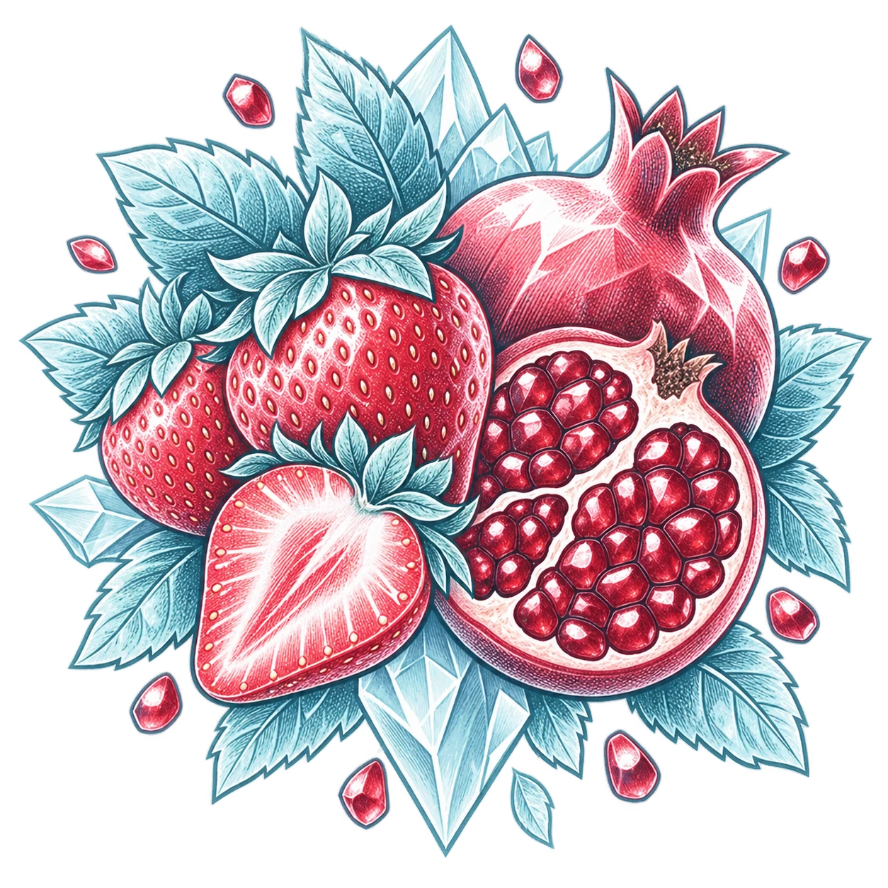 Flavour illustration for FUMOT 12K Strawberry Pomp (Pomegranate)