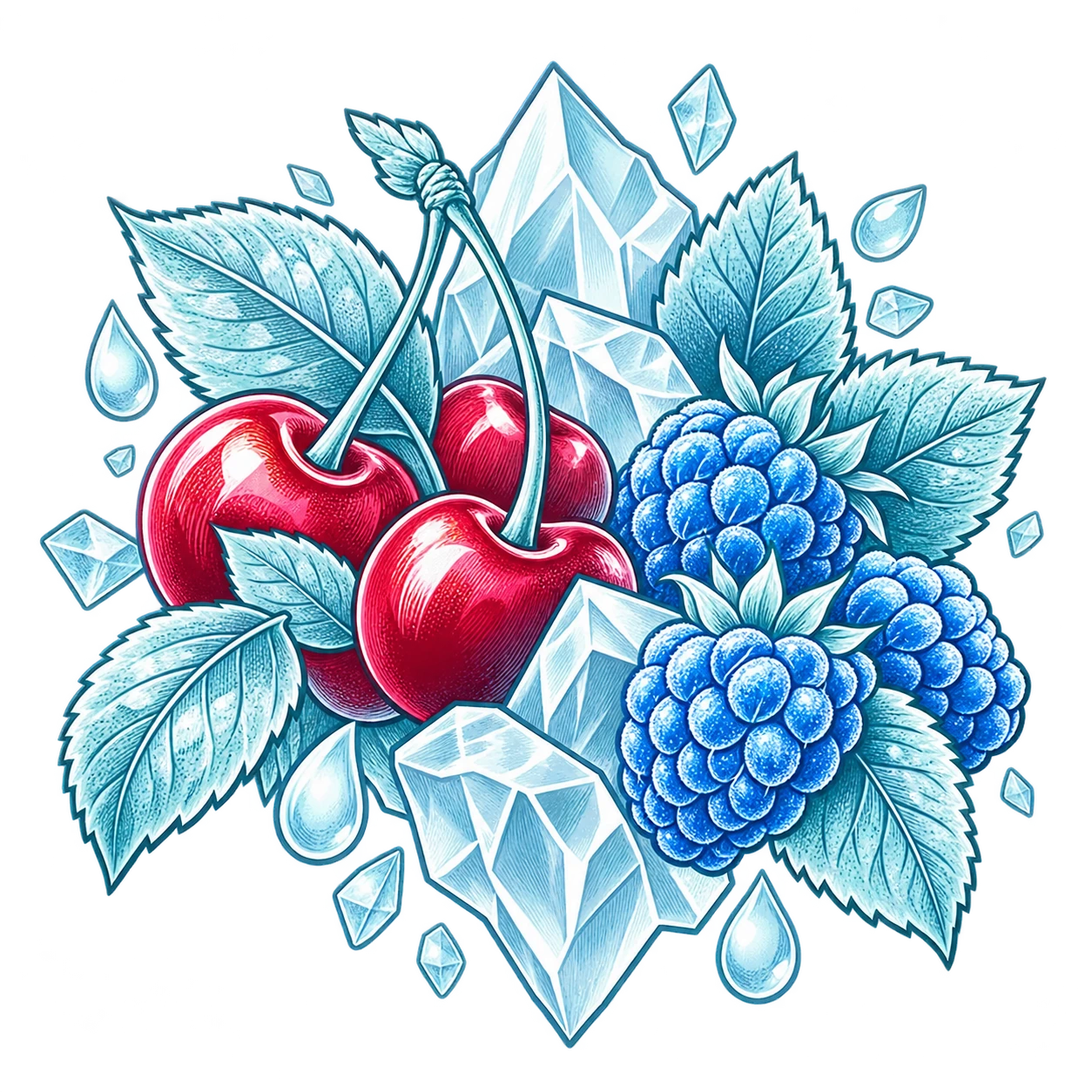 Flavour illustration for FUMOT 50K 2-in-1 Cherry Ice & Blue Razz Cherry