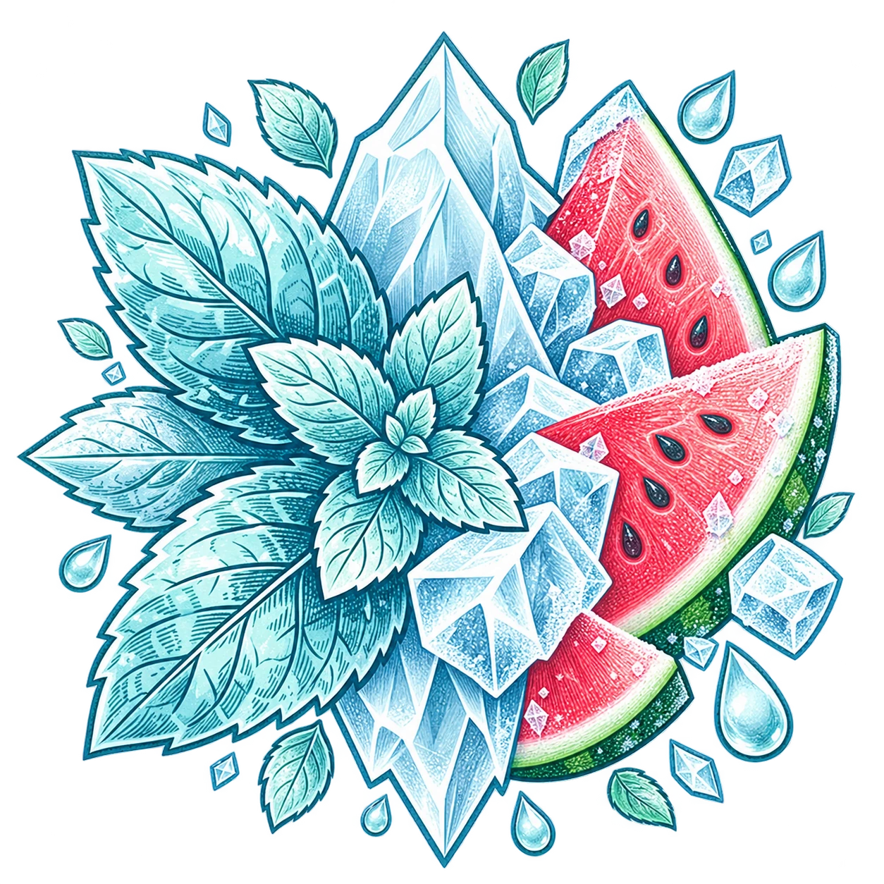 Flavour illustration for FUMOT 50K 2-in-1 Cool Mint & Watermelon Ice