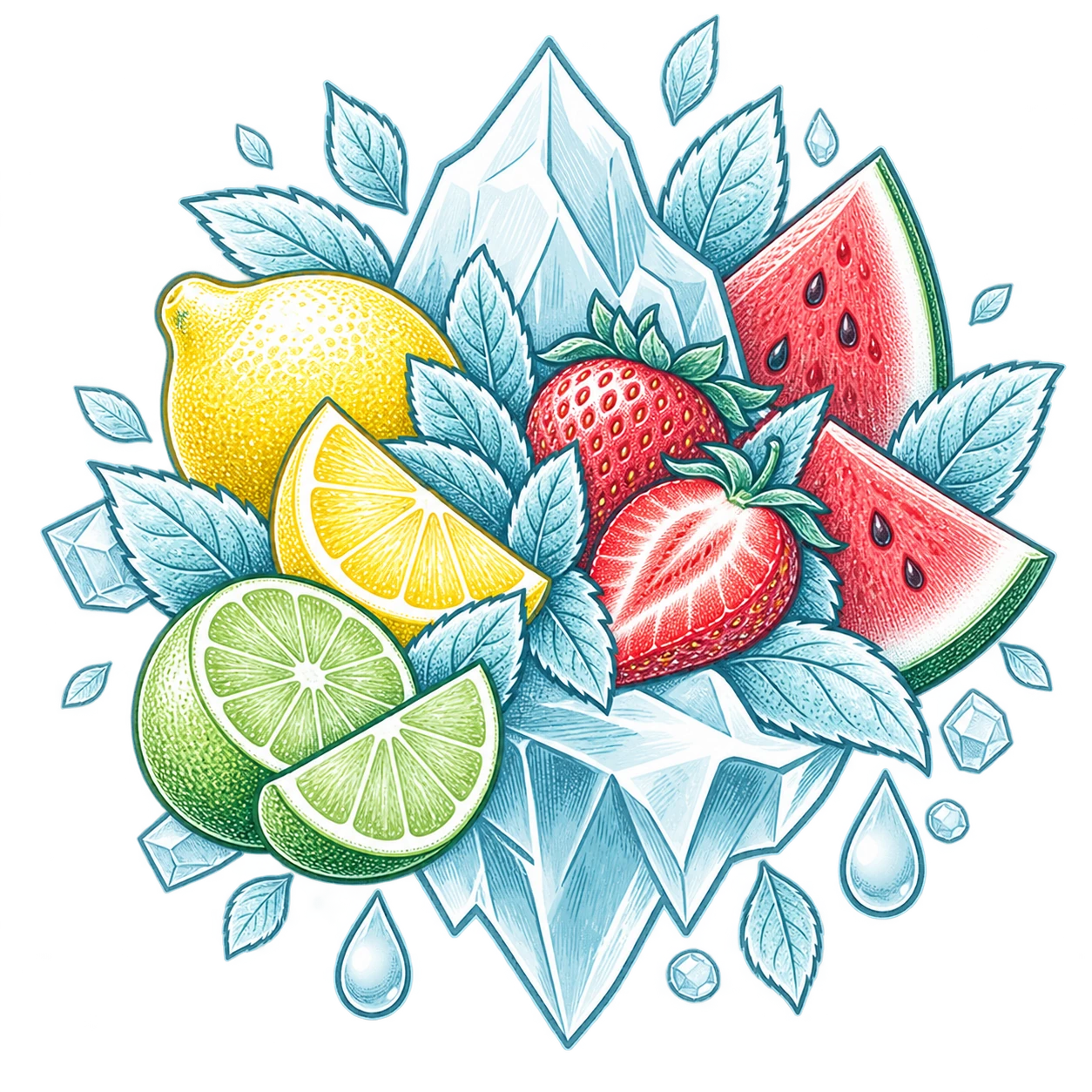 Flavour illustration for FUMOT 50K 2-in-1 Lemon & Lime & Strawberry Watermelon