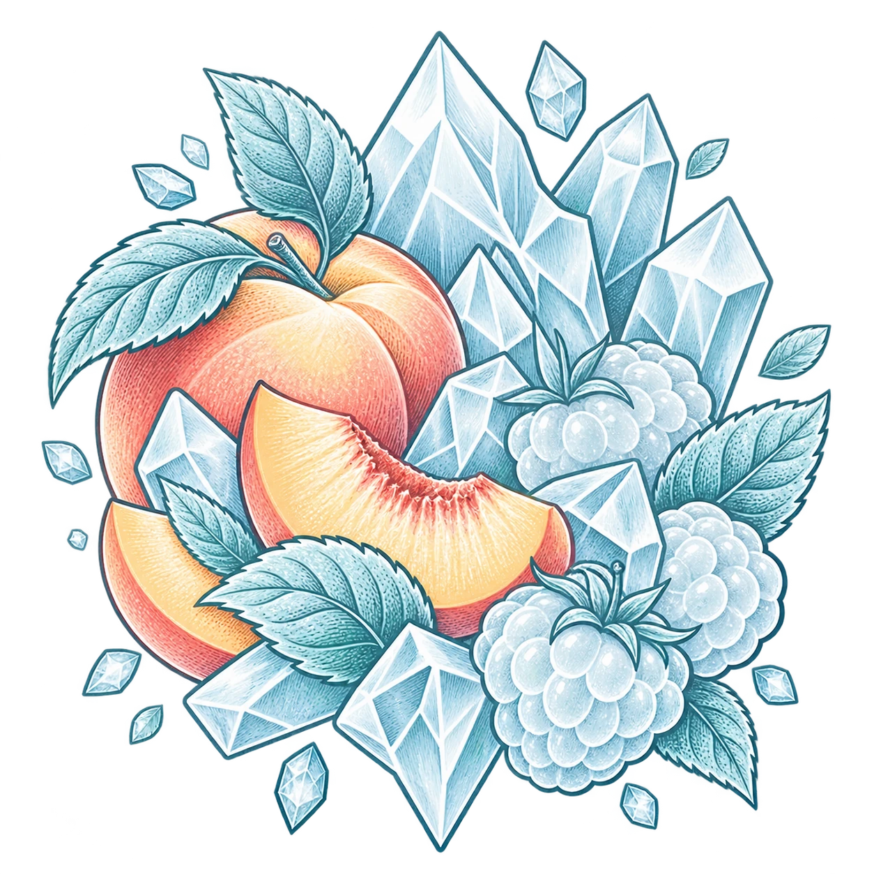 Flavour illustration for FUMOT 50K 2-in-1 Peach Ice & White Mamba