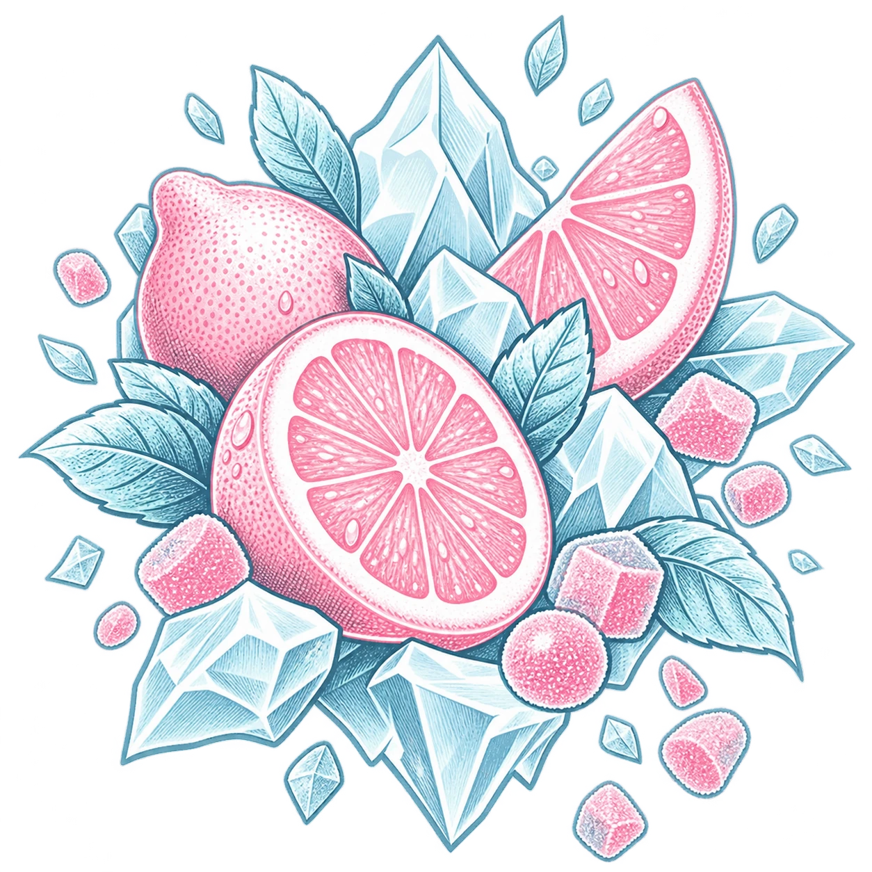 Flavour illustration for FUMOT 50K 2-in-1 Pink Lemonade & Sour Candy