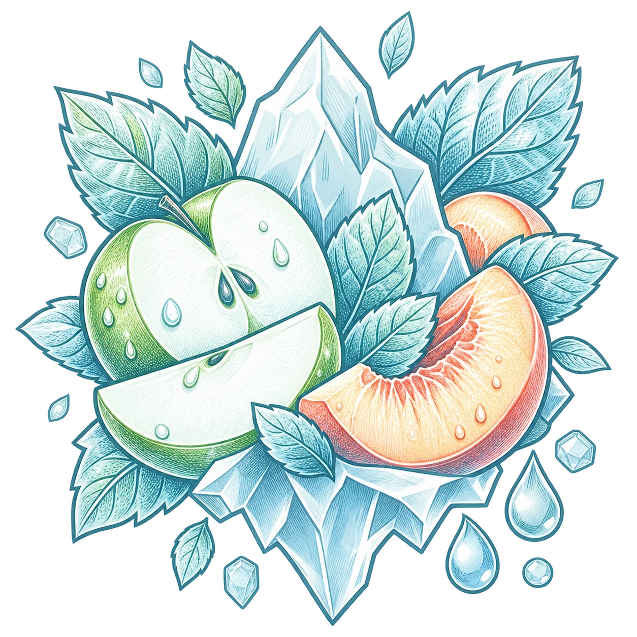 Flavour illustration for FUMOT 50K 2-in-1 Sour Apple & Juicy Peach