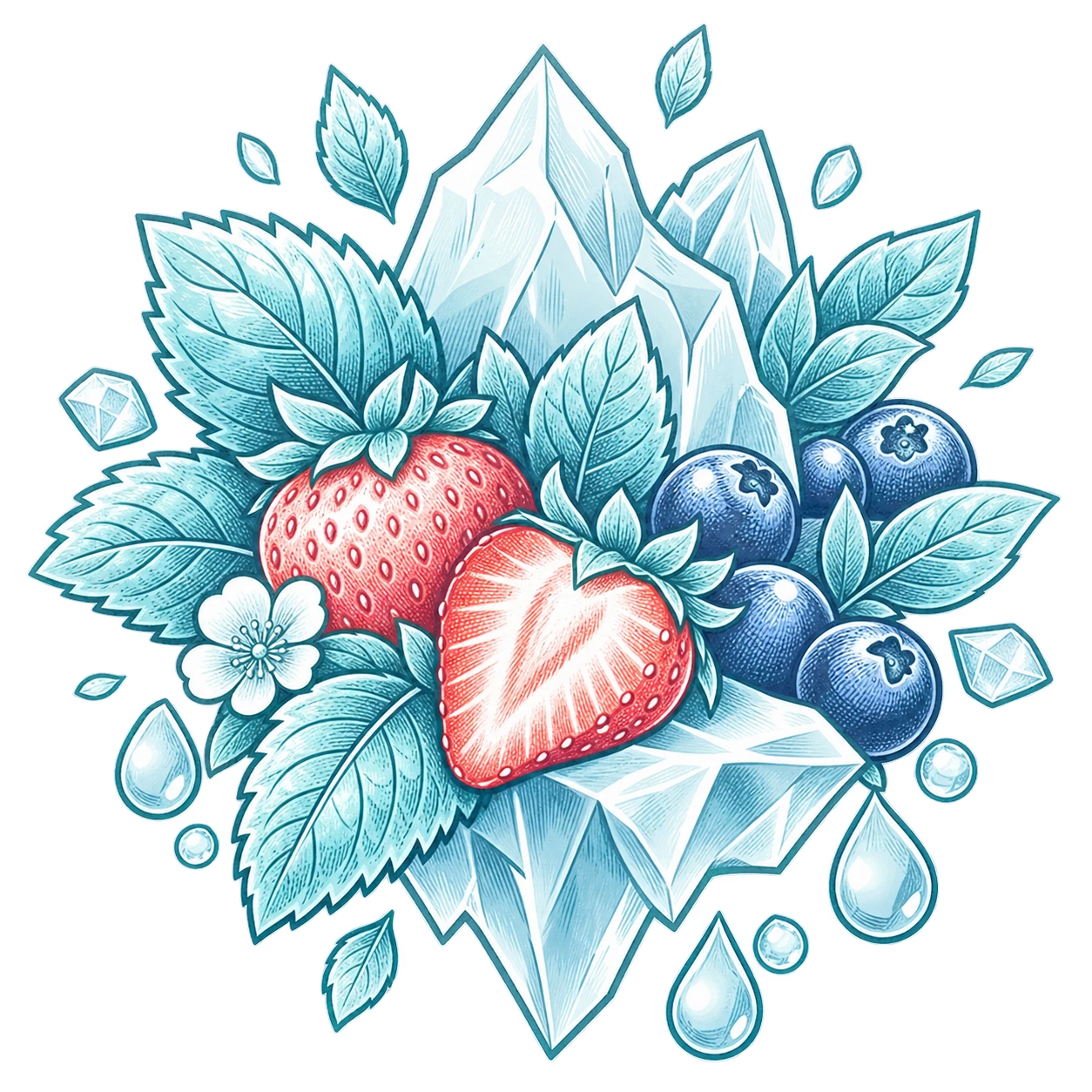 Flavour illustration for FUMOT 50K 2-in-1 Strawberry Ice & Huckleberry