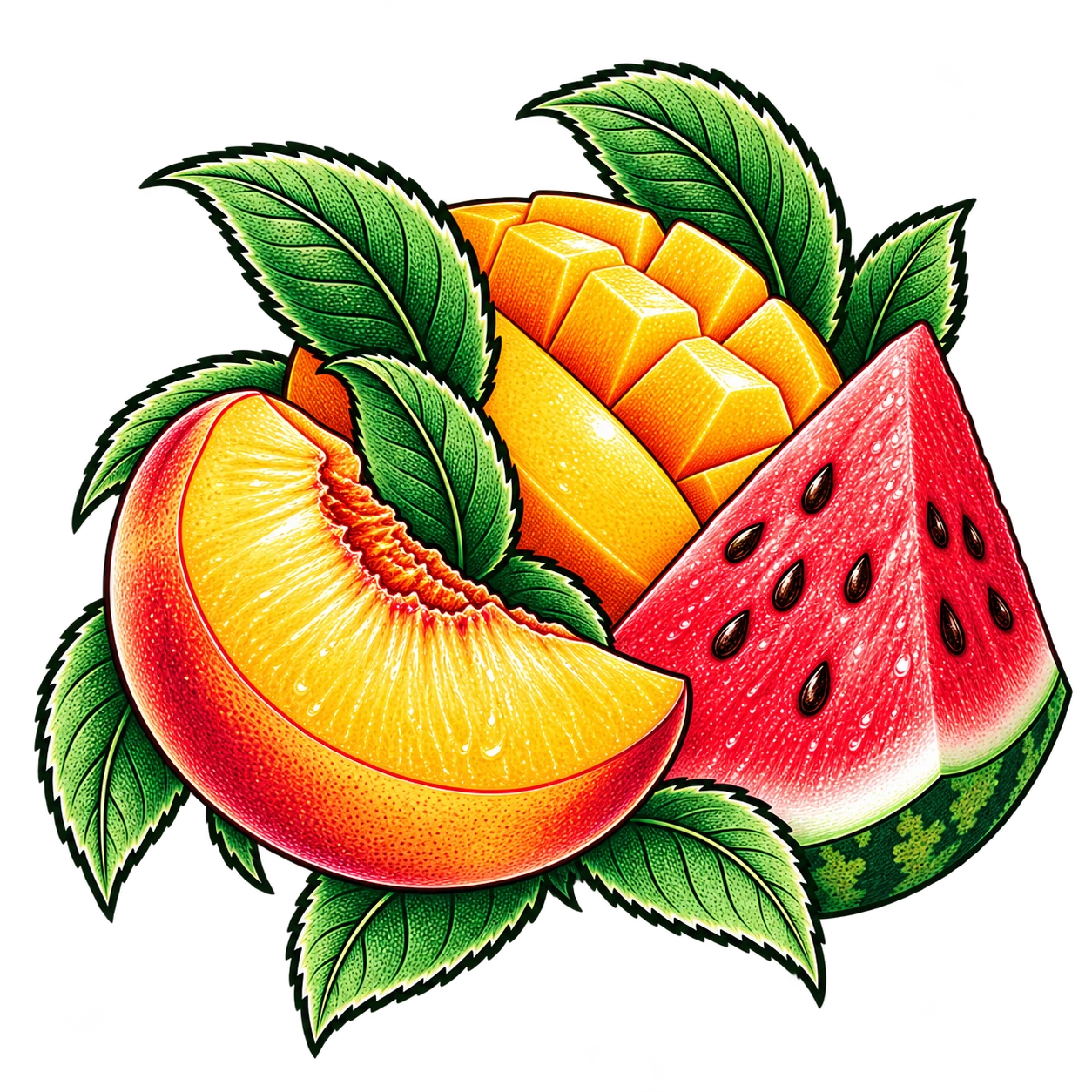 Flavour illustration for JNR Lila Kiss 60K Peach Mango Watermelon
