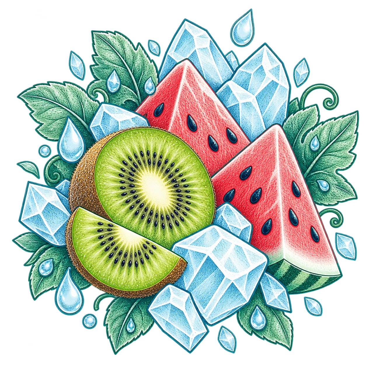 Flavour illustration for JNR Falcon-X 18K Kiwi Watermelon Ice