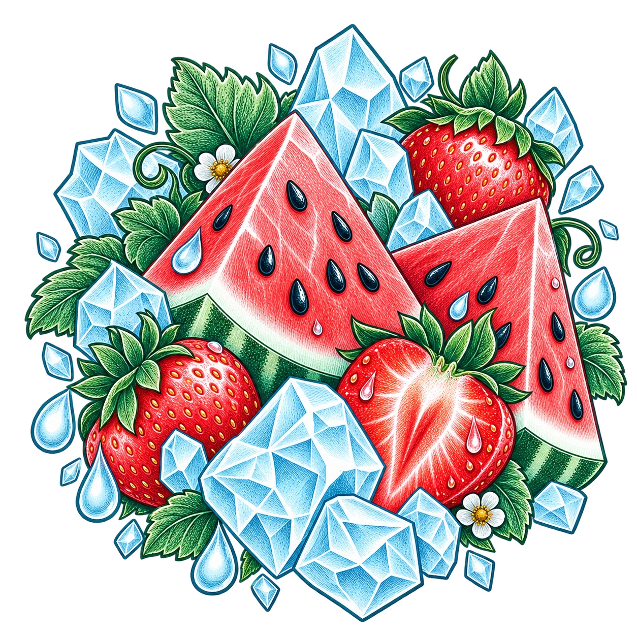 Flavour illustration for JNR Falcon-X 18K Strawberry Watermelon Ice