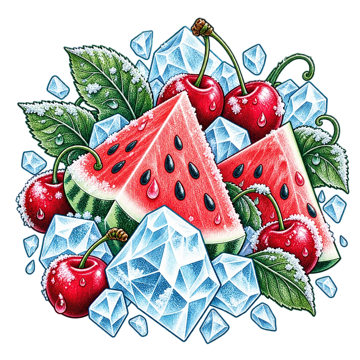Flavour illustration for JNR Falcon-X 18K Cherry Watermelon Freeze