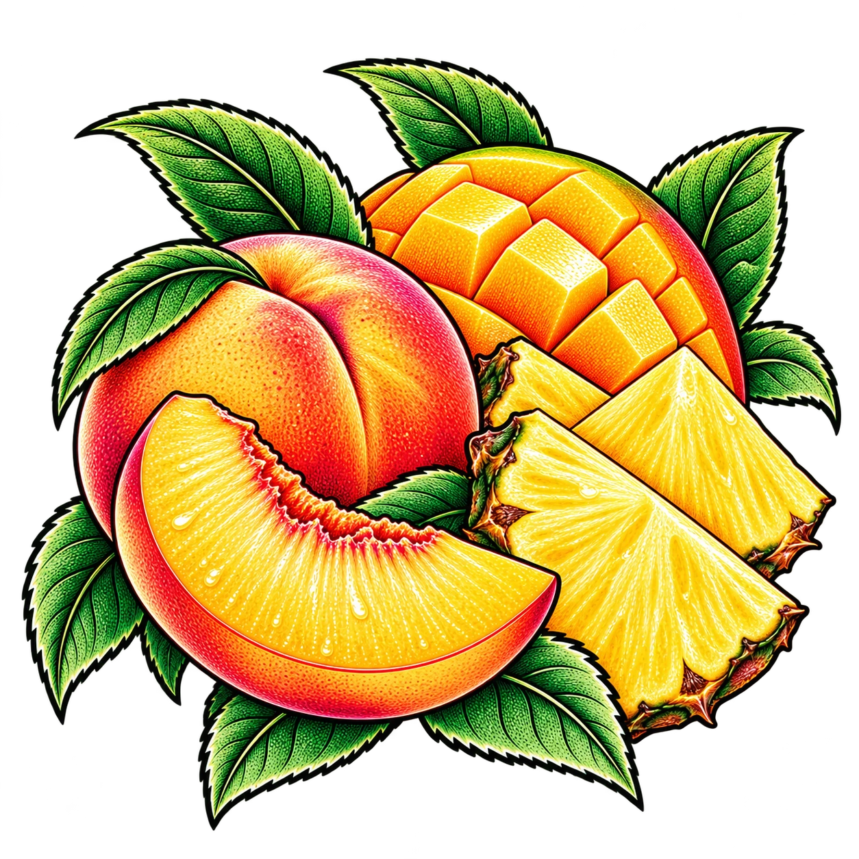 Flavour illustration for JNR Falcon-X 18K Peach Mango Pineapple