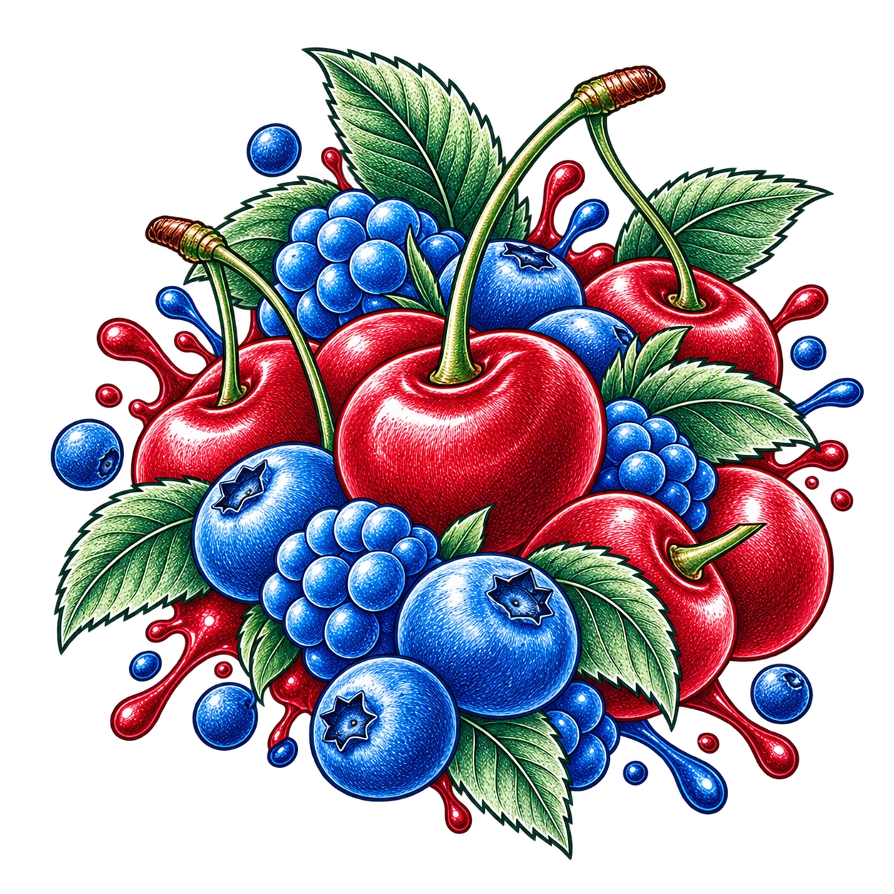 Flavour illustration for JNR Falcon-X 18K Blue Cherry Explosion